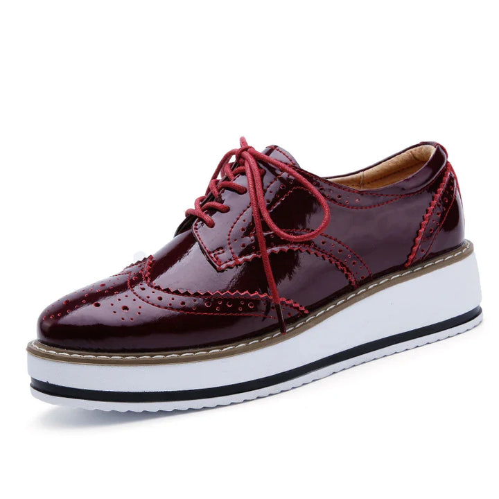 Detail shot of the sole of women's orthopedic platform oxfords, illustrating comfort and durability.