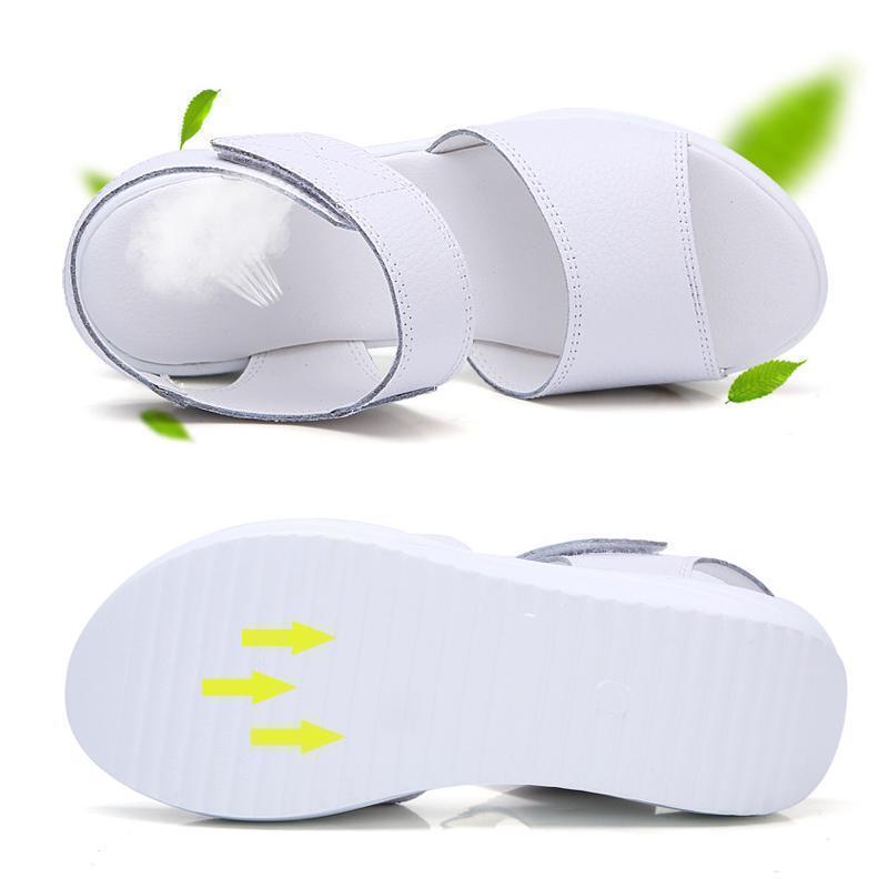 Split leather platform wedge sandals for women, designed for ultimate summer comfort