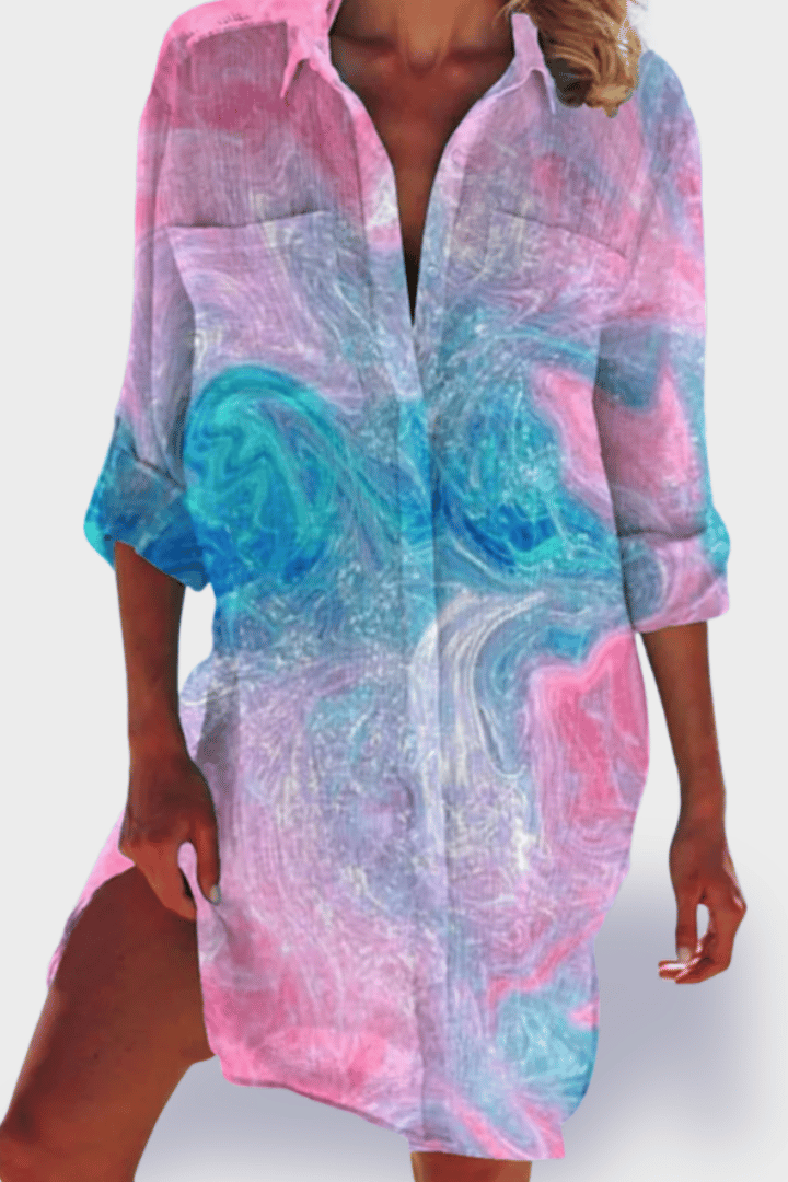 Women's comfortable relaxed fit midi dress, a flattering and versatile summer fashion essential.