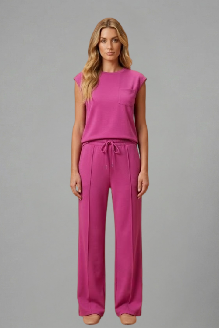 Stylish women's short sleeve and shorts lounge set, perfect for casual comfort or sleepwear.