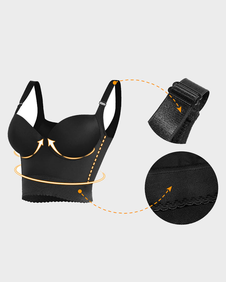 Invisible longline push-up bra for women, seamless shapewear for a smooth silhouette under clothes.