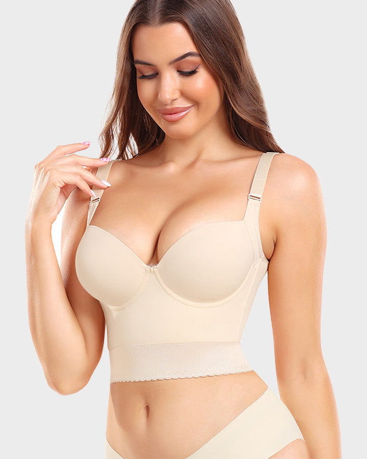Body contouring longline push-up bra for women, with integrated shapewear for a sleek & flattering fit.