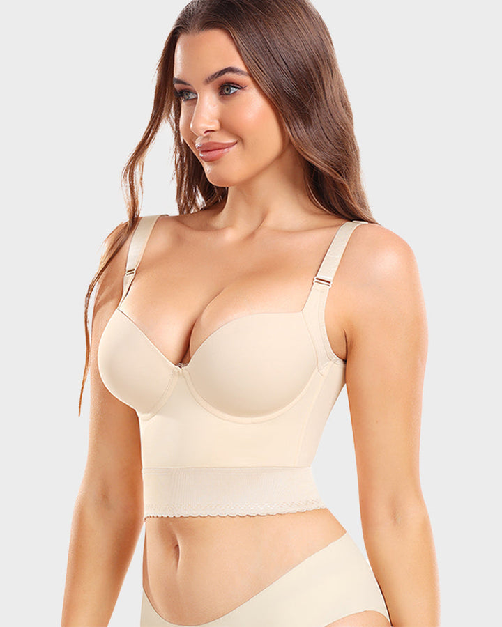 Figure-enhancing women's longline push-up bra, featuring seamless shapewear & excellent support.