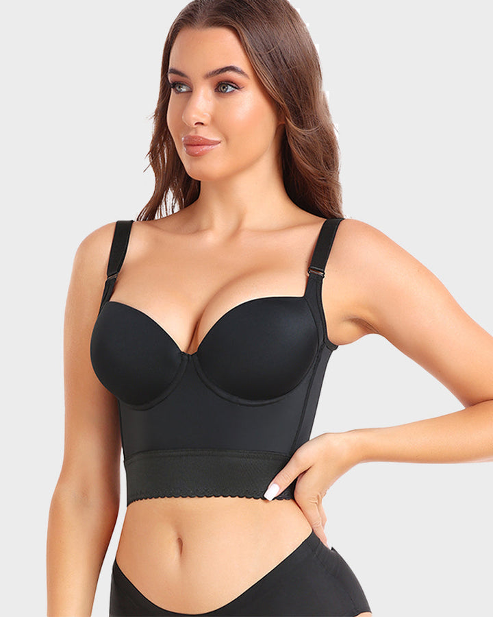 Flattering women's push-up bra with longline design, integrated shapewear for comfort & daily wear.