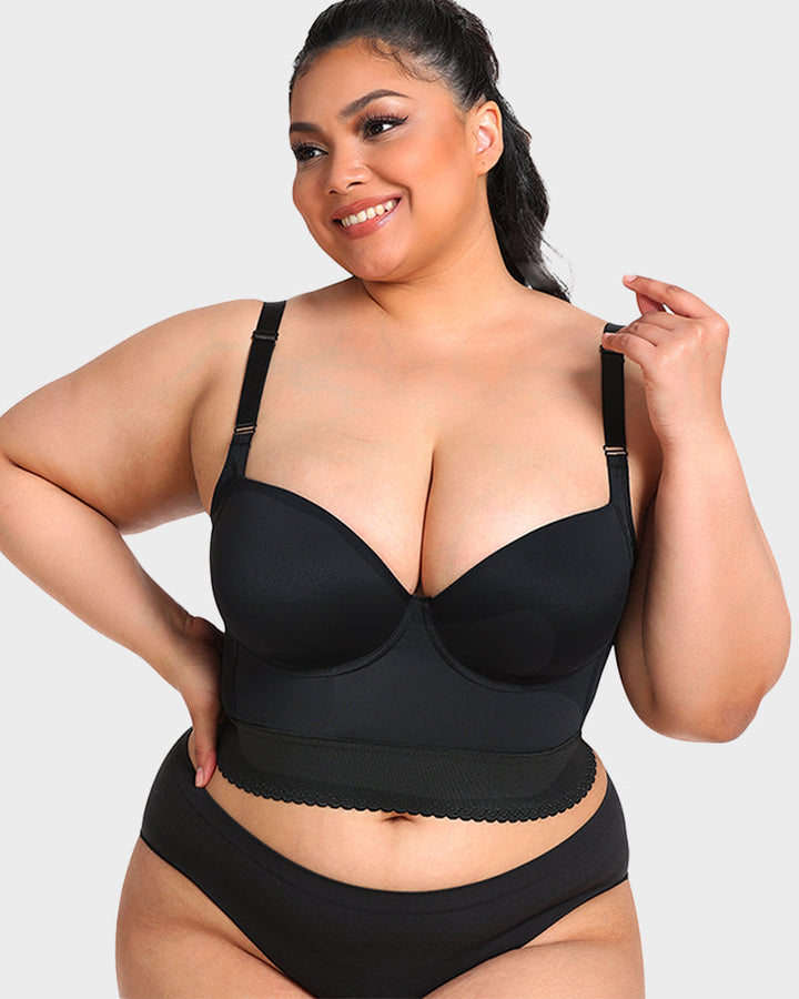 Comfortable seamless push-up bra with longline fit, shaping shapewear for women's daily undergarment.