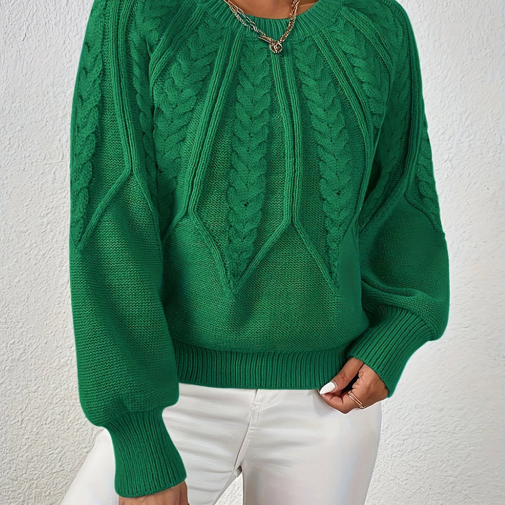 Relaxed fit women's cable knit sweater, softest fabric, for ultimate autumn comfort.