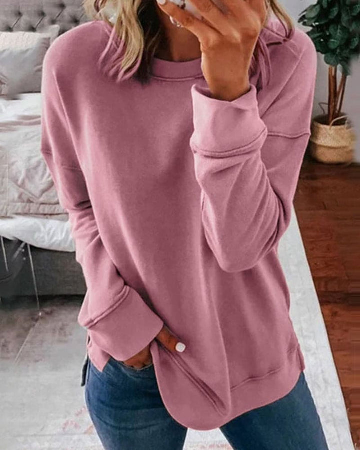 Stylish women's classic sweatshirt, versatile for comfortable layering & everyday casual wear.