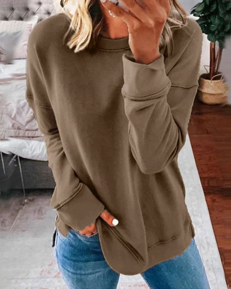Super soft women's classic crewneck sweatshirt, ideal for relaxed cozy comfort & casual style.