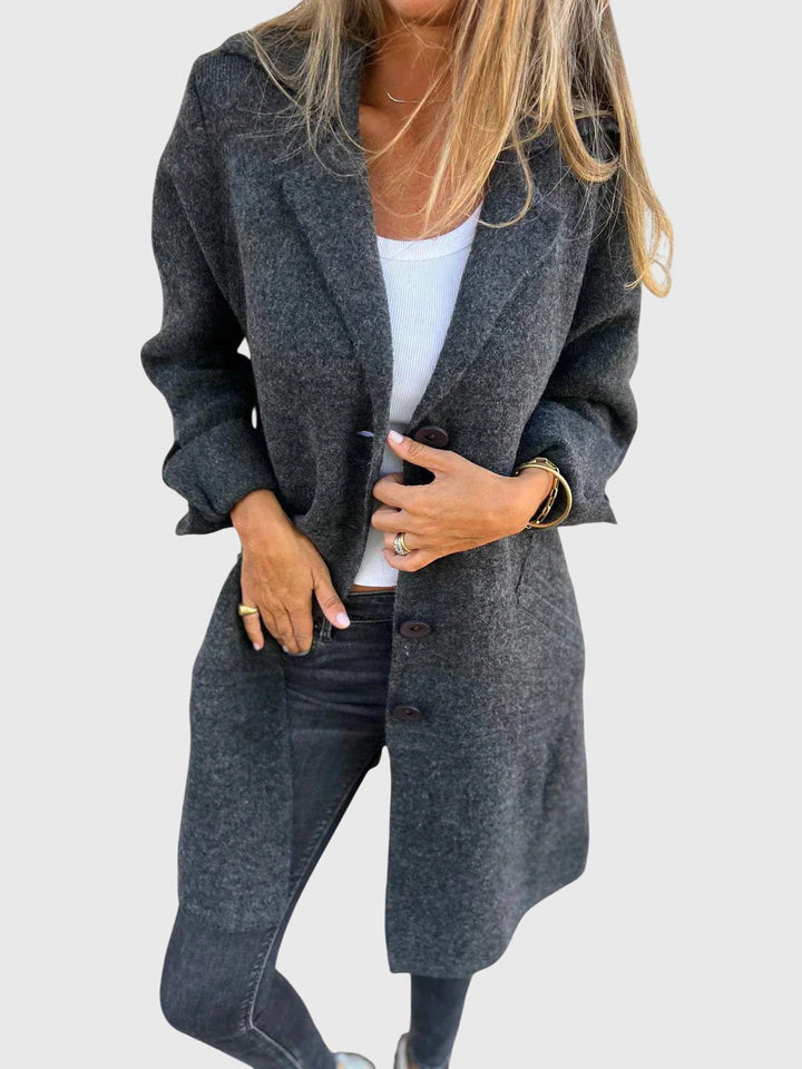 Soft fabric detail of the Women's Cozy Longline Blazer, ensuring comfortable & fashionable outerwear.
