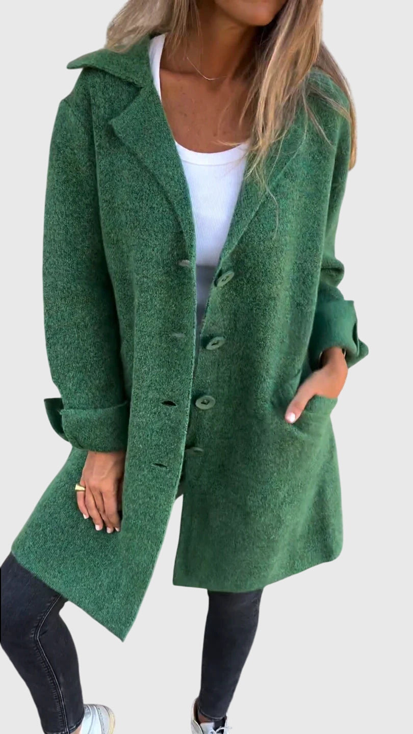 Textured detail of the soft fabric on the Women's Cozy Longline Blazer, perfect for comfortable wear.