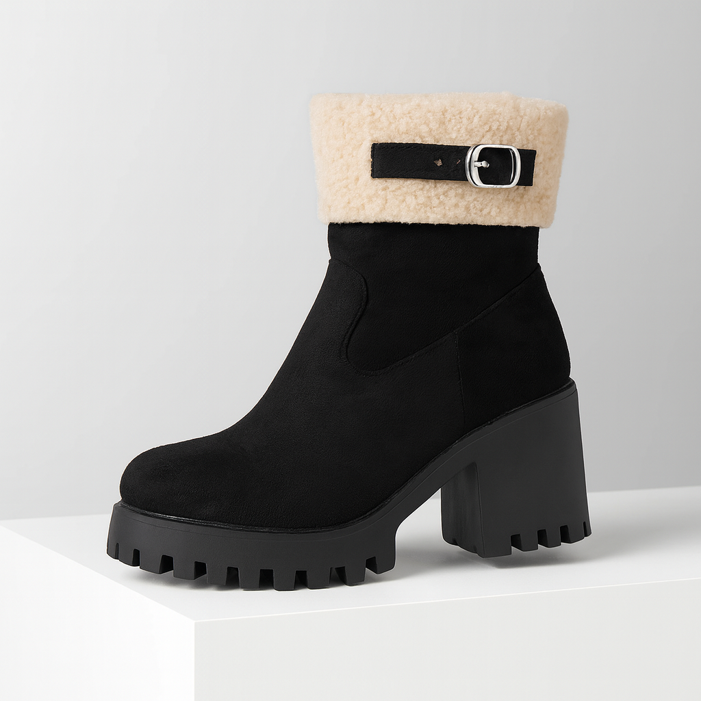 Women's winter fashion boot: sherpa-lined ankle boots offering warmth and style.