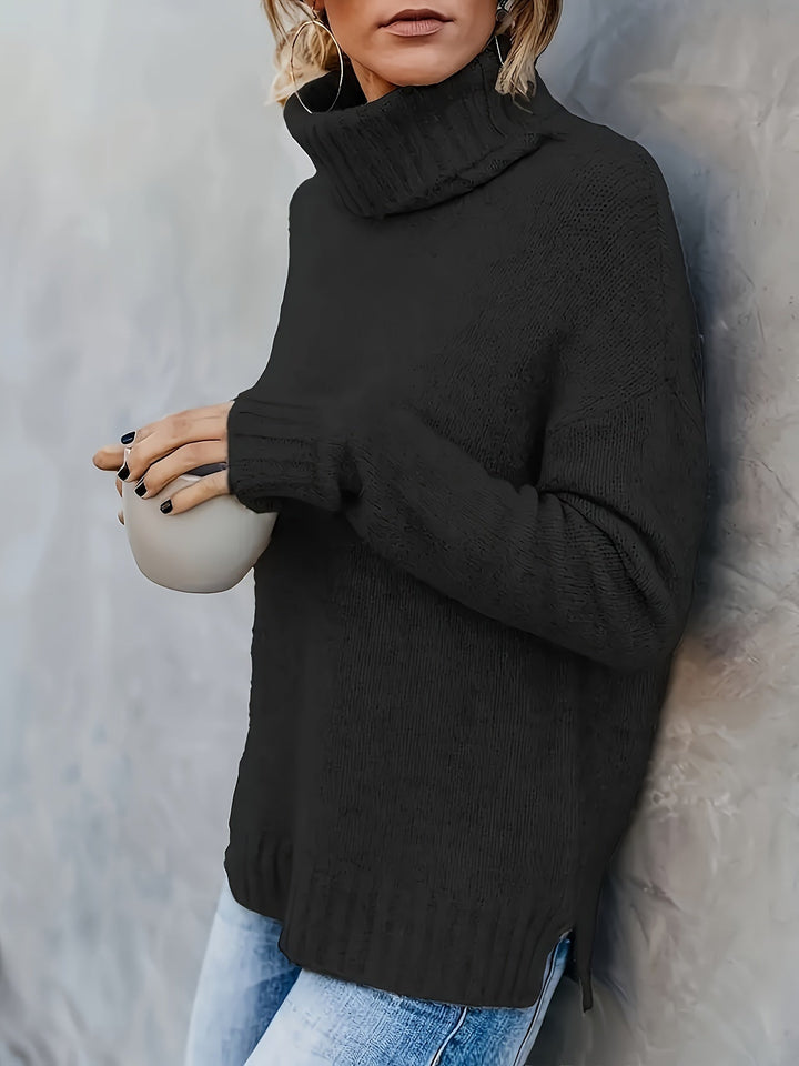 Comfortable women's knit turtleneck sweater, perfect for everyday casual fall style.
