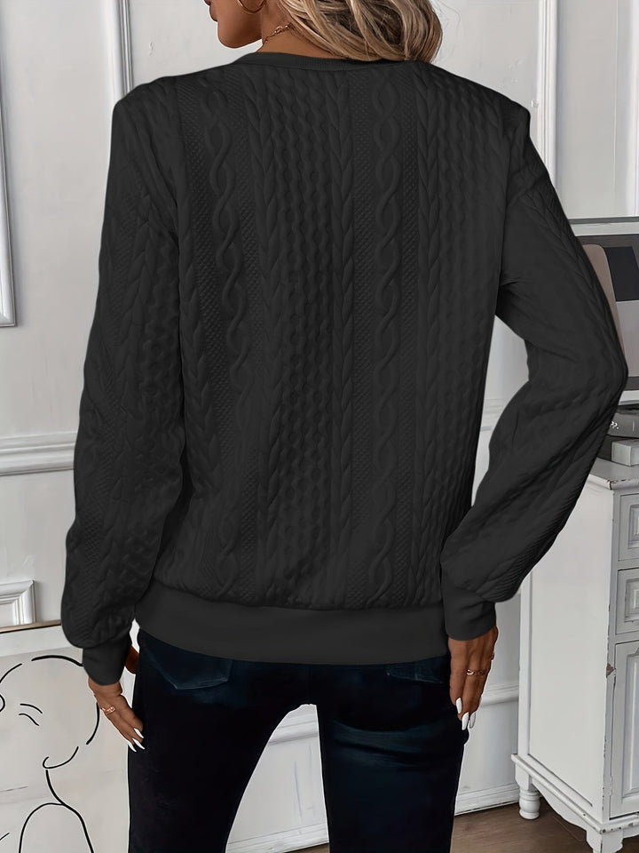 Comfortable women's long sleeve zippered sweater, great for casual elegance.