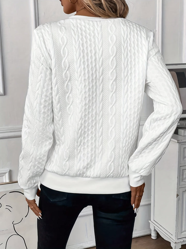 Stylish women's full-zip sweater, comfortable long sleeve design for everyday wear.
