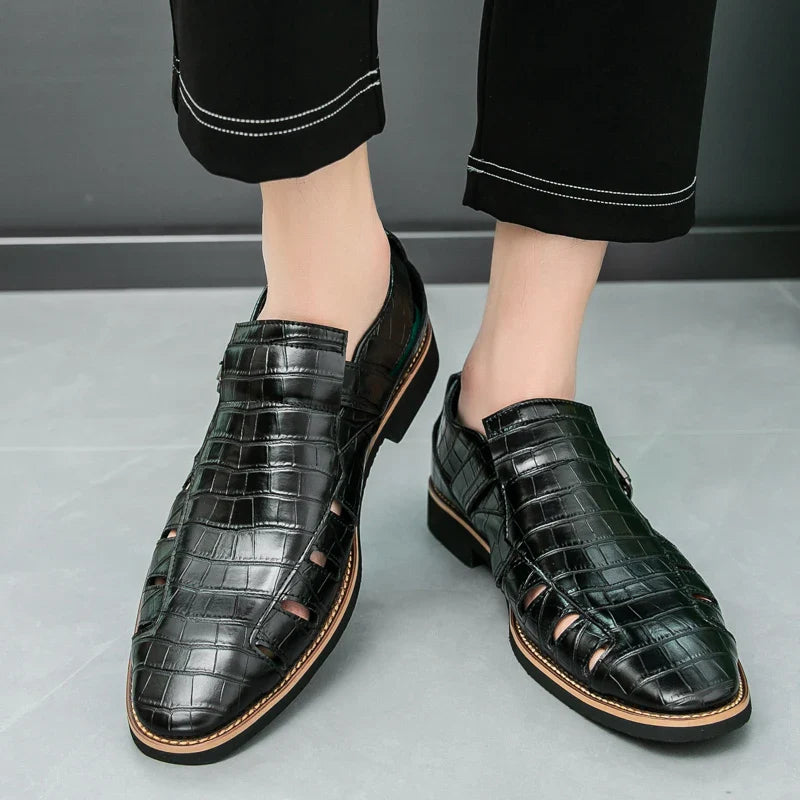 Women's croc embossed casual sandals, designed for both comfort and style