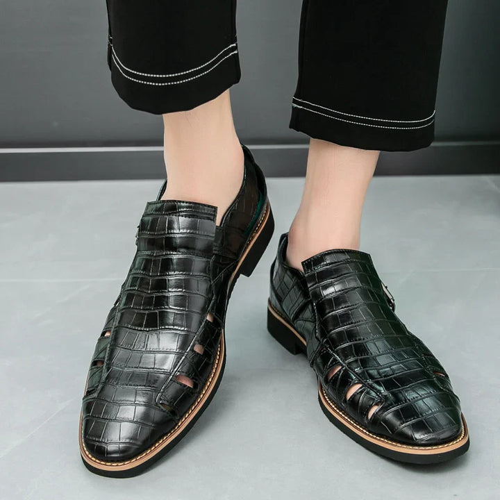 Women's croc embossed casual sandals, designed for both comfort and style