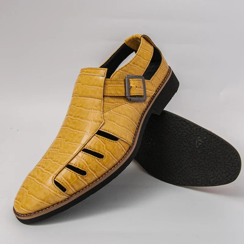 Elegant women's croc embossed buckle sandals, a must-have for warm weather