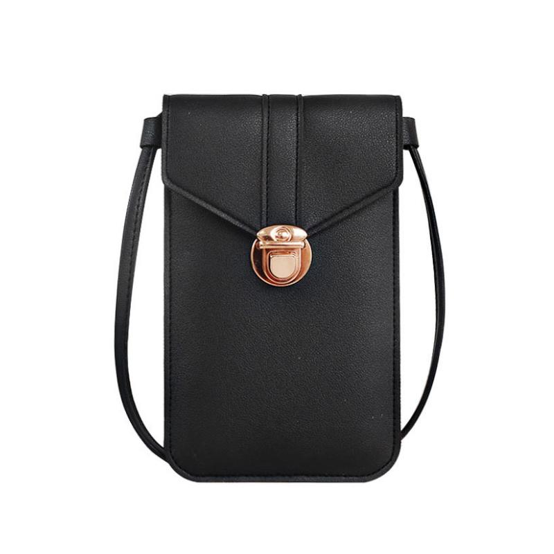 Women's PU leather touchscreen crossbody bag, interior showing card slots &amp; compartments