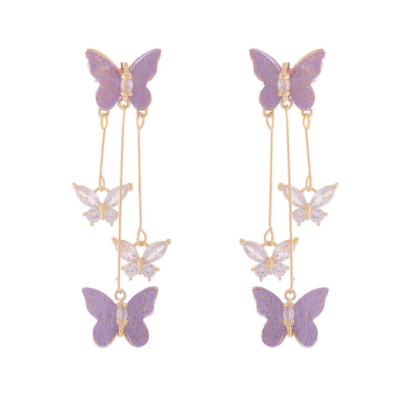 Beautiful women's crystal butterfly dangle earrings, combining nature-inspired and modern design
