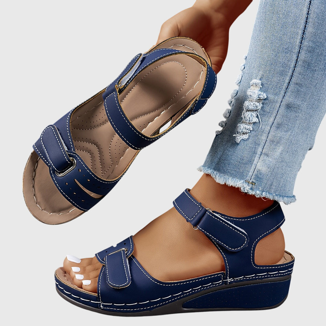 Slip-on women's crystal orthopedic sandals, ensuring comfort and robust arch support.