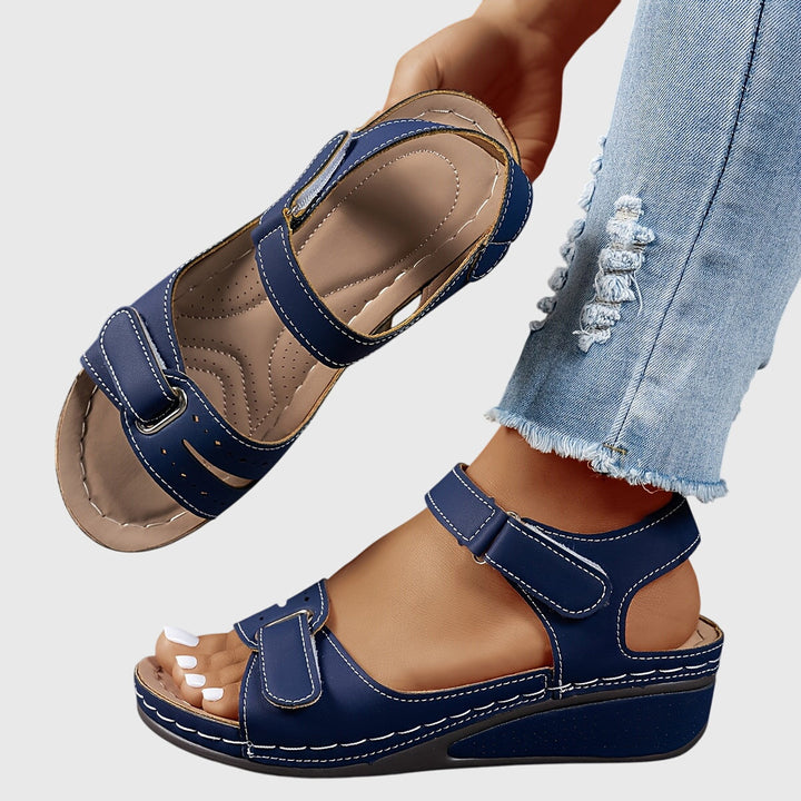 Slip-on women's crystal orthopedic sandals, ensuring comfort and robust arch support.