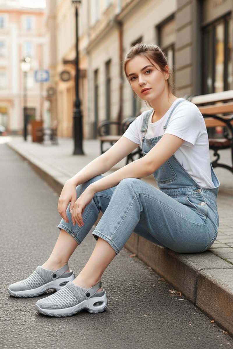 Comfortable women's orthopedic walking shoes, cushioned sole providing diabetic foot relief and support.