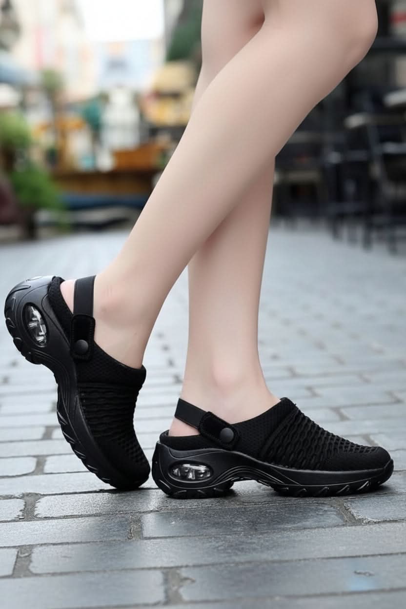 Close-up of the cushioned orthopedic sole on women's diabetic walking shoes for ultimate foot relief.