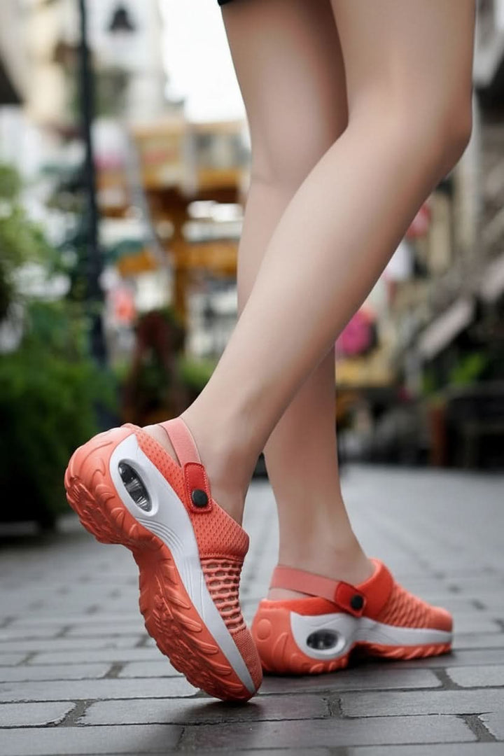 Woman wearing supportive women's orthopedic diabetic walking shoes, perfect for daily comfort and relief.