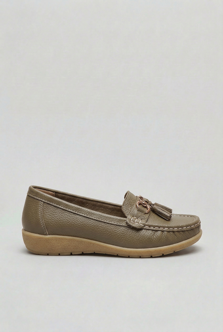 Top view of women's classic slip-on loafers, highlighting the easy-wear casual style.