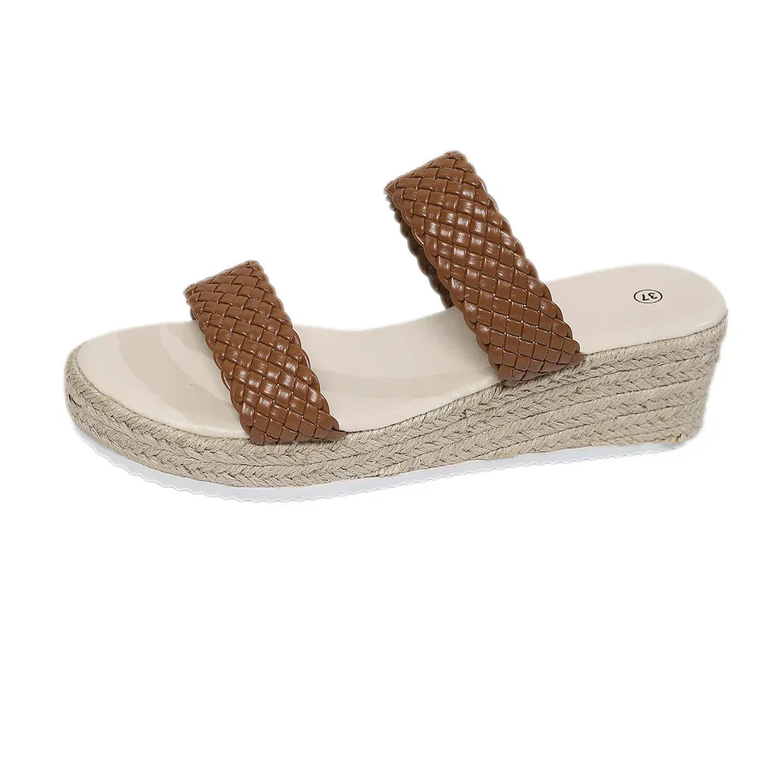 Easy slip-on women's cushioned wedge sandals, providing ultimate comfort for any summer day.