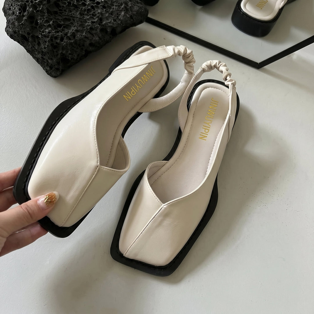 Women's Daisy Square Toe Slingback Sandals with comfortable block heel. Perfect versatile summer footwear.