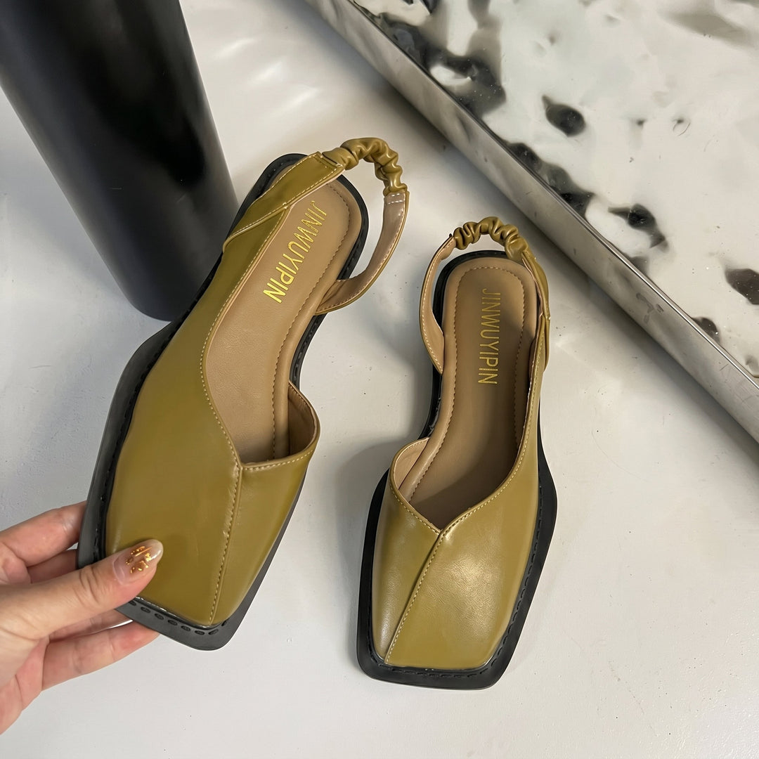 Comfortable women's Daisy block heel slingback sandals. Square toe design offers elegant, all-day summer wear.