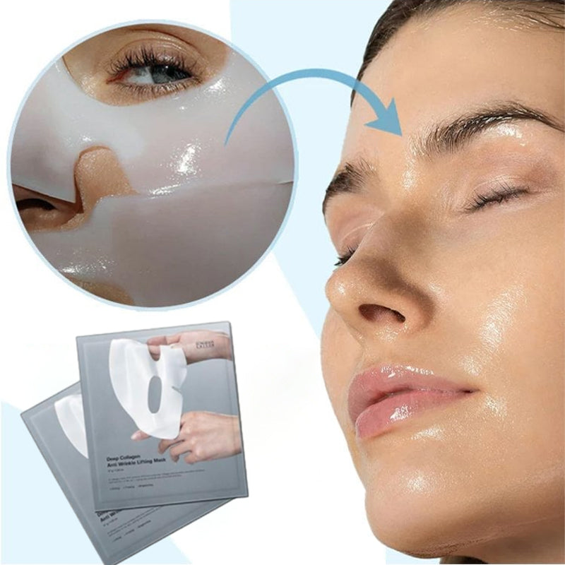 Close-up of Women's Deep Collagen Anti-Wrinkle Lifting Mask being applied to a face