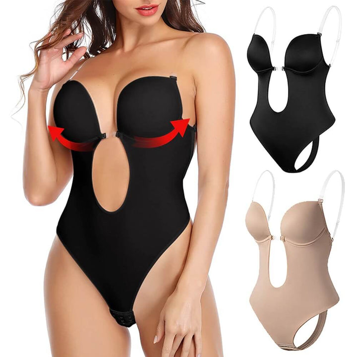 Women's deep V backless body shaper, perfect for low back formal wear & seamless invisible support.