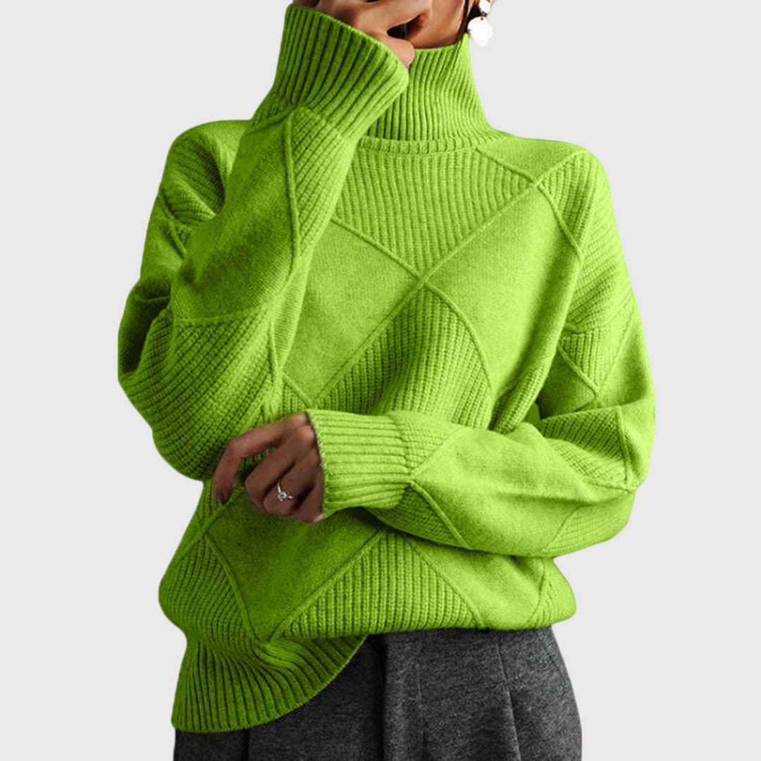 Long sleeve women's warm roll neck knit sweater, perfect for ultimate winter comfort and style.