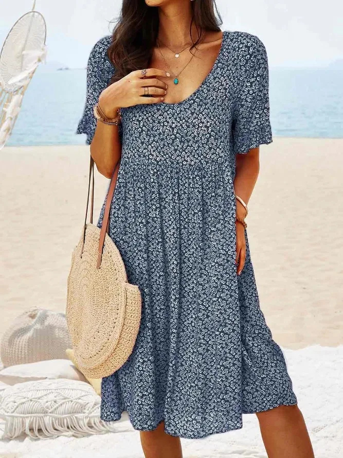 A-line women's ditsy floral mini dress featuring elegant flutter sleeves for a breezy summer look.