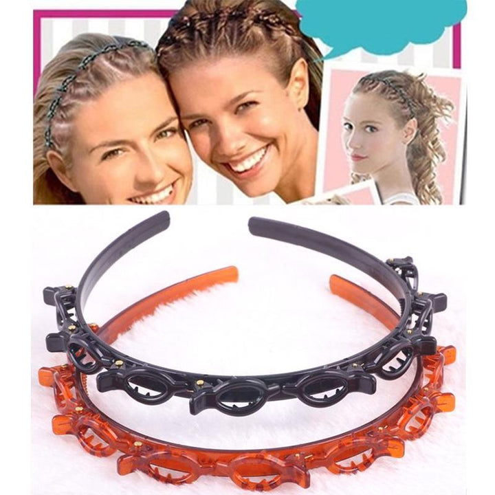 Women's Double Bangs Hair Clip Headband, black resin for easy hair styling & holding