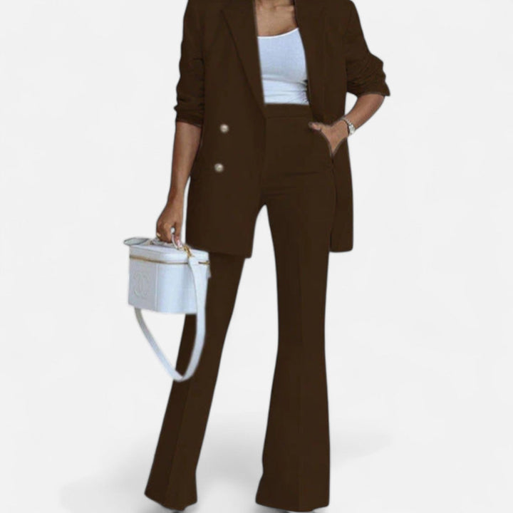 Double-breasted blazer and pants combo for women, a modern take on professional and casual wear