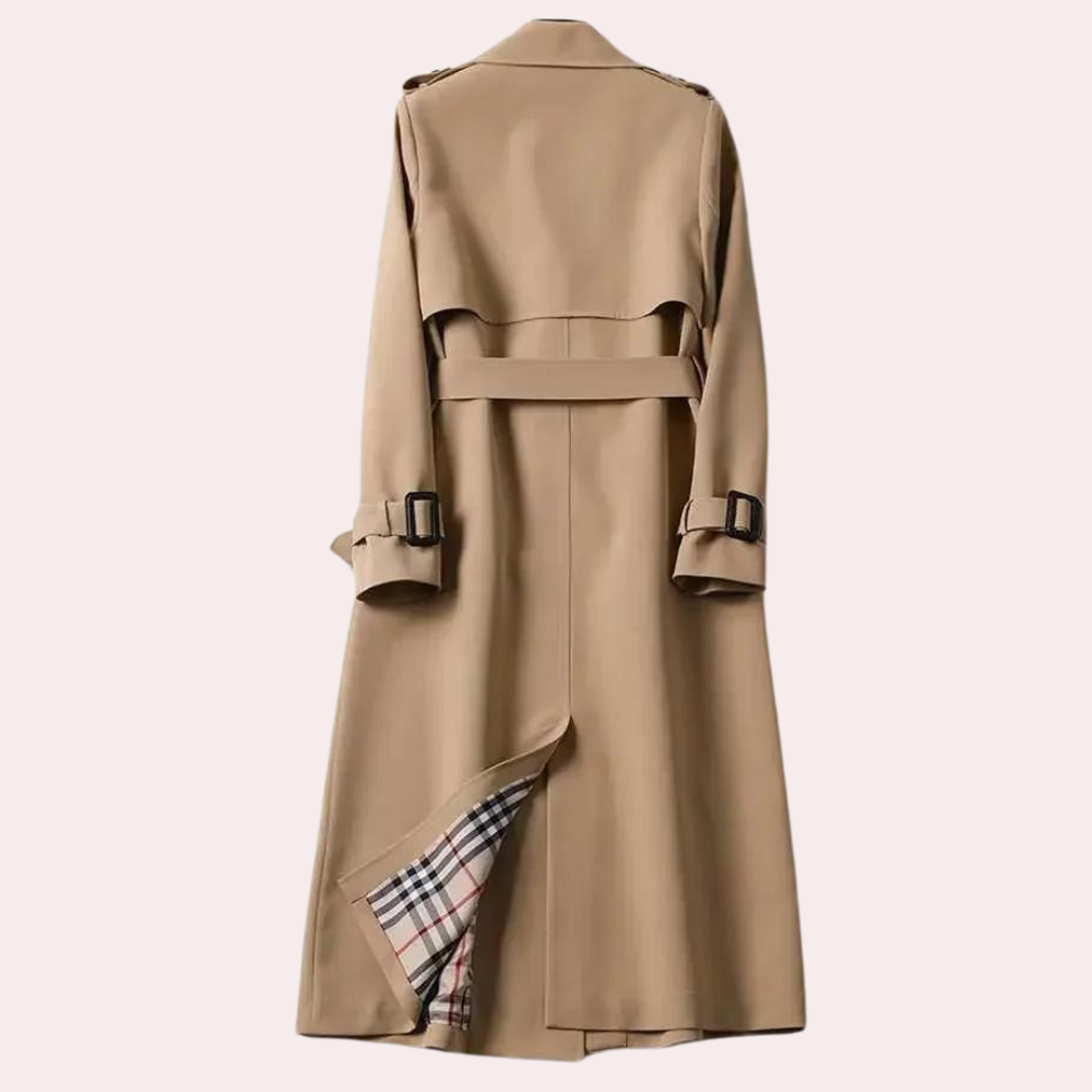 Versatile women's tailored long coat with double button closure. Perfect for formal wear, business, or casual outfits.