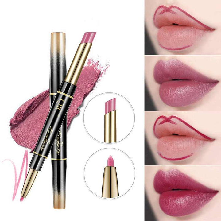 Women's double-ended auto-rotating lip liner & lipstick pencil for precise, long-lasting lip makeup