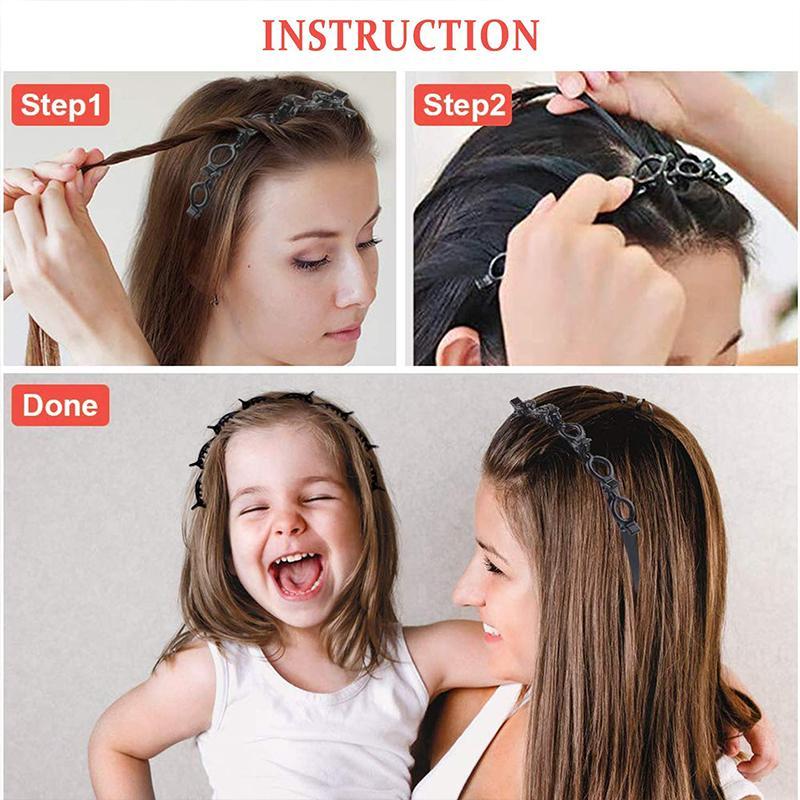 Two women's hair styling headband clips: one black, one brown for various hair colors