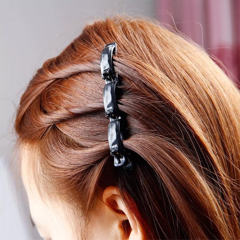 Resin hair accessory for women, a black double layer headband clip for effortless styling