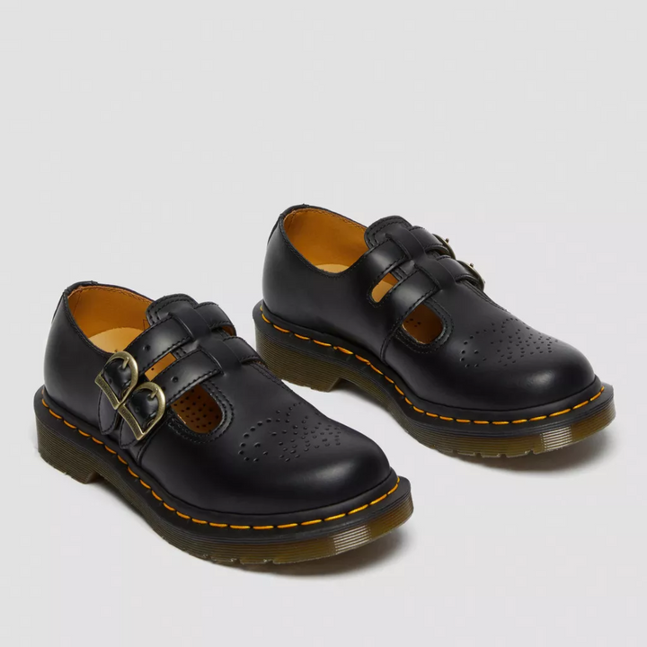 Comfortable women's double buckle Mary Jane flats with edgy design, ideal for casual wear.
