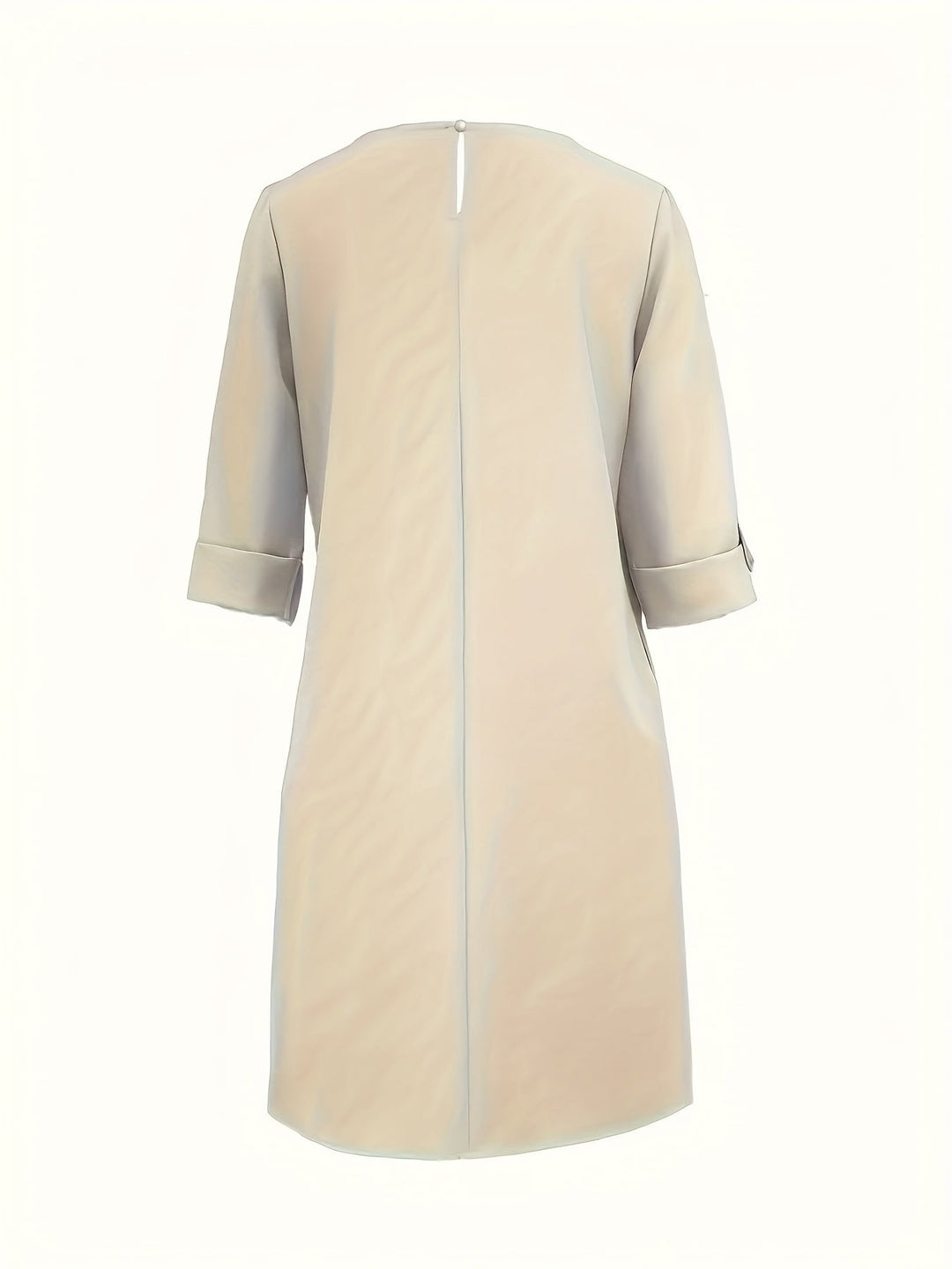 Women's Effortless All-Day Comfort Dress. A flattering midi-length shift dress with a chic rounded neck & 3/4 sleeves.