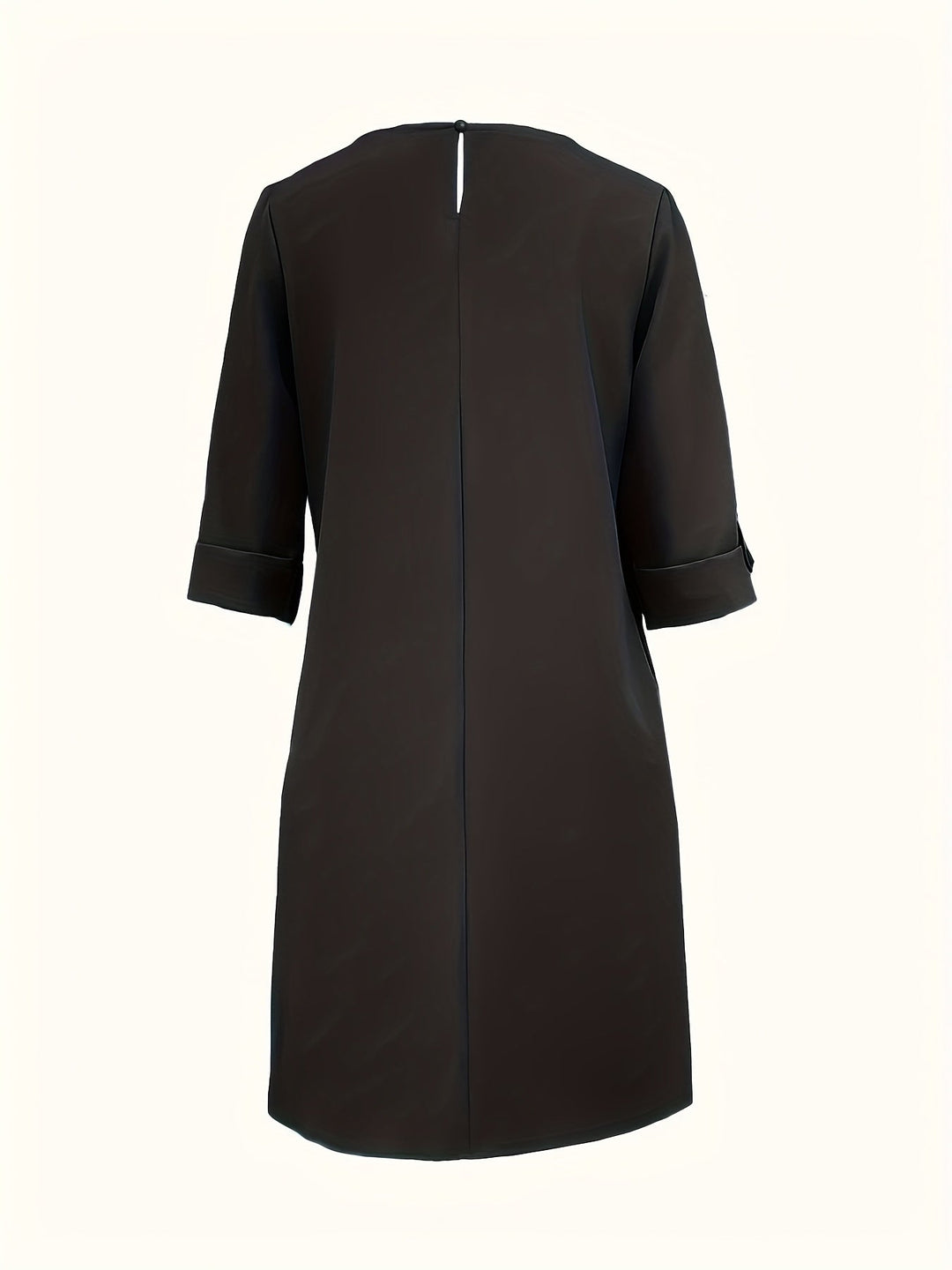 Women's office attire midi dress. Effortless comfort and elegant design, perfect with its rounded neck and 3/4 sleeves.