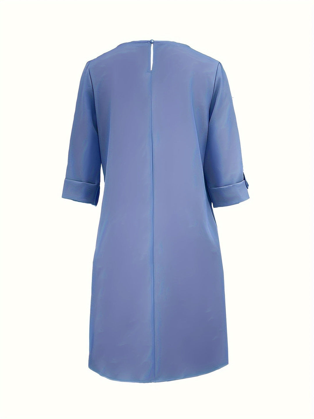 Comfortable women's versatile midi dress, suitable for autumn. Features a flattering shift fit and three-quarter sleeves.