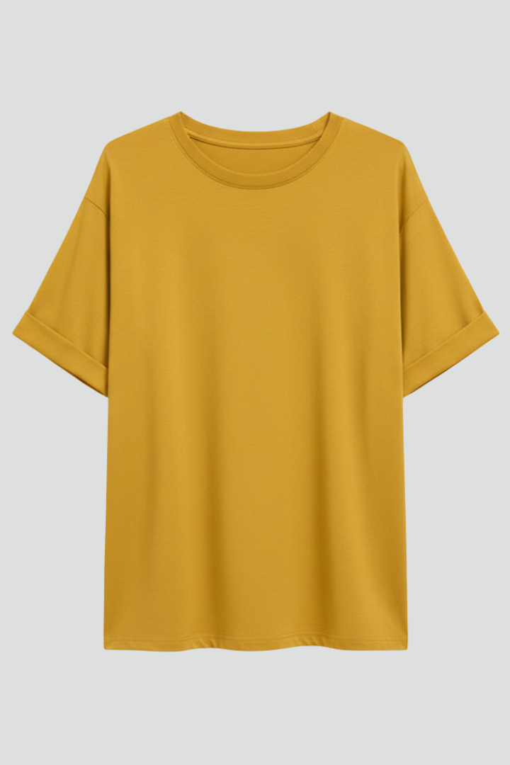 Women's short sleeve, round neck t-shirt with chic rolled sleeves, a comfortable pull-on casual top for any day.