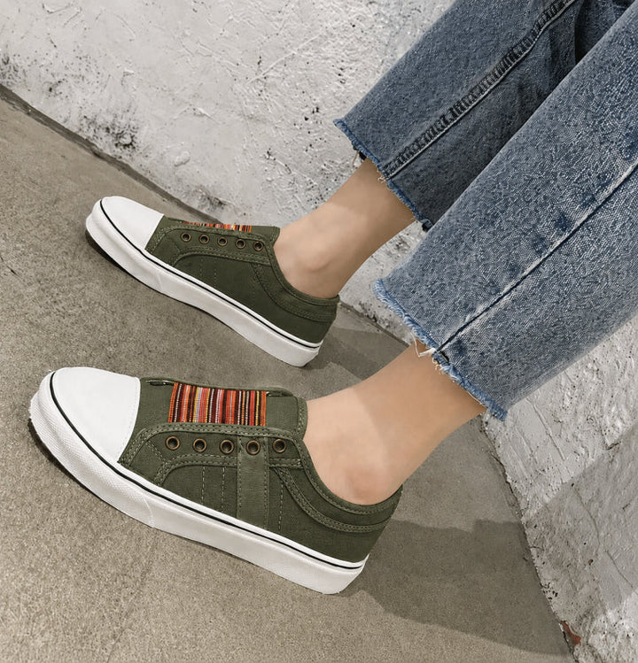 Comfortable women's slip-on sneakers for summer. Easy wear, cushioned design for casual walks & everyday style.