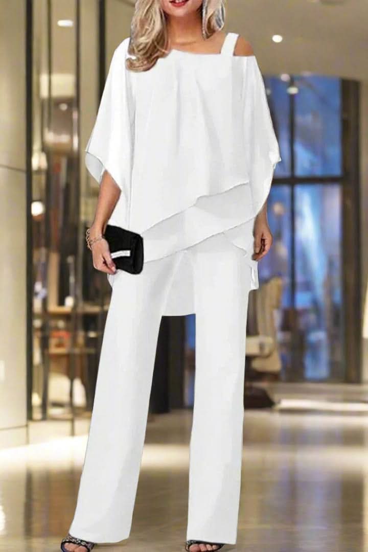 Stylish women's two-piece apparel set in a breathable fabric, perfect for a comfortable yet elegant look.