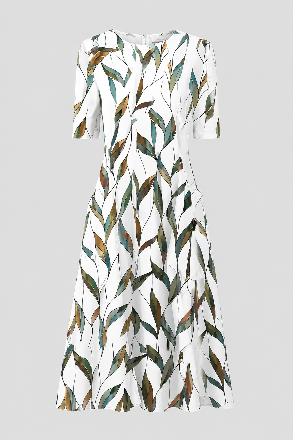 Women's elegant A-line midi dress with short sleeves, perfect for various occasions.